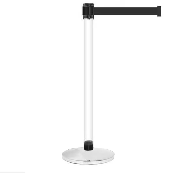 QueuePro Clear 250, Satin Stainless Base, 11' Black Belt, Queue Solutions, Mfr#: PROClear250SS-BK110